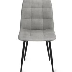 IDMarket Lot de 6 chaises en velours gris clair matelassé* Collection Vintage|Collection Moderne