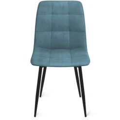 IDMarket Lot de 6 chaises en velours couleur pastel bleu, rose et gris matelassées* Collection Vintage|Collection Moderne