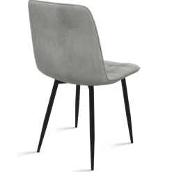 IDMarket Lot de 6 chaises en velours couleur pastel bleu, rose et gris matelassées* Collection Vintage|Collection Moderne