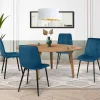 IDMarket Lot de 4 chaises en velours bleu matelassé* Collection Vintage|Collection Moderne