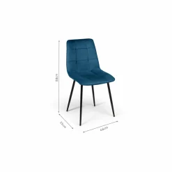 IDMarket Lot de 4 chaises en velours bleu matelassé* Collection Vintage|Collection Moderne