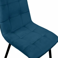 IDMarket Lot de 4 chaises en velours bleu matelassé* Collection Vintage|Collection Moderne