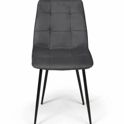 IDMarket Lot de 6 chaises en velours gris foncé matelassé* Collection Vintage|Collection Moderne