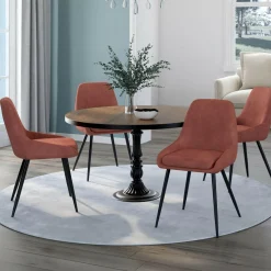 IDMarket Lot de 4 chaises en velours terracotta avec accoudoirs* Chaises|Collection Moderne