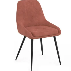 IDMarket Lot de 4 chaises en velours terracotta avec accoudoirs* Chaises|Collection Moderne