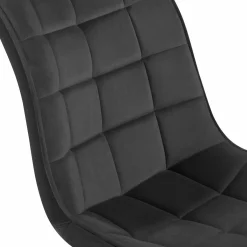 IDMarket Lot de 4 chaises en velours gris matelassé* Collection Vintage|Collection Moderne