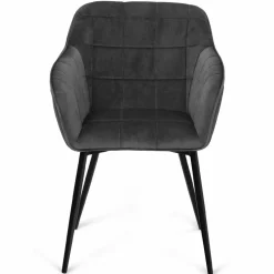 IDMarket Lot de 2 chaises en velours gris avec accoudoirs* Collection Vintage|Collection Moderne