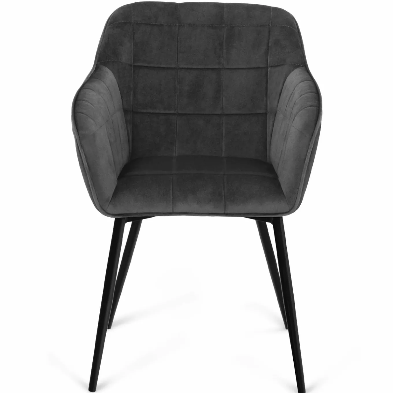 IDMarket Lot de 2 chaises en velours gris avec accoudoirs* Collection Vintage|Collection Moderne