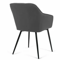 IDMarket Lot de 2 chaises en velours gris avec accoudoirs* Collection Vintage|Collection Moderne