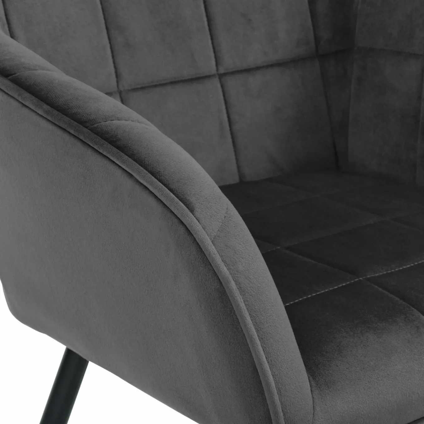 IDMarket Lot de 2 chaises en velours gris avec accoudoirs* Collection Vintage|Collection Moderne