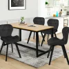 IDMarket Lot de 4 chaises en velours noir pieds noirs* Chaises|Collection Moderne