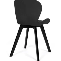 IDMarket Lot de 4 chaises en velours noir pieds noirs* Chaises|Collection Moderne