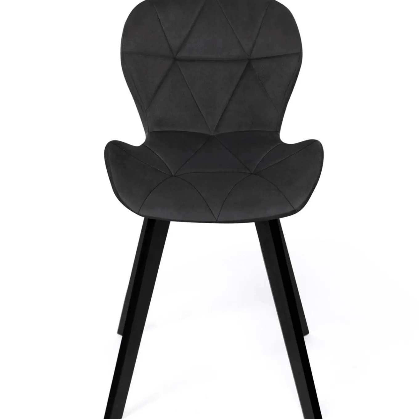 IDMarket Lot de 4 chaises en velours noir pieds noirs* Chaises|Collection Moderne