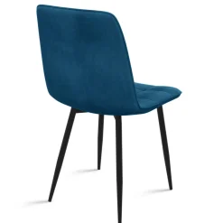 IDMarket Lot de 4 chaises en velours bleu, jaune, gris clair et gris foncé matelassé* Collection Vintage|Collection Moderne