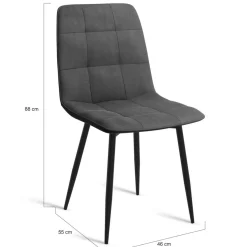 IDMarket Lot de 4 chaises en velours bleu, jaune, gris clair et gris foncé matelassé* Collection Vintage|Collection Moderne