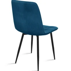 IDMarket Lot de 6 chaises en velours bleu matelassé* Collection Vintage|Collection Moderne