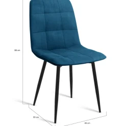 IDMarket Lot de 6 chaises en velours bleu matelassé* Collection Vintage|Collection Moderne