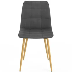 IDMarket Lot de 6 chaises en velours gris foncé pied effet bois pour salle à manger* Chaises|Tables Et Chaises