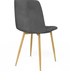 IDMarket Lot de 6 chaises en velours gris foncé pied effet bois pour salle à manger* Chaises|Tables Et Chaises