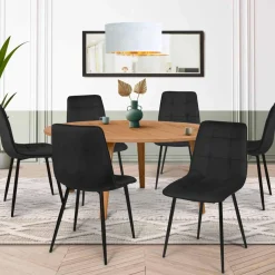 IDMarket Lot de 6 chaises en velours noir* Collection Vintage|Collection Moderne