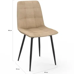 IDMarket Lot de 6 chaises en velours taupe pour salle à manger* Collection Vintage|Chaises