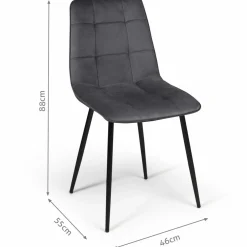 IDMarket Lot de 6 chaises en velours bleu x2, jaune, gris clair et gris foncé x2 matelassé* Collection Vintage|Collection Moderne