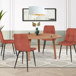 IDMarket Lot de 4 chaises en velours terracotta pour salle à manger* Chaises|Collection Moderne