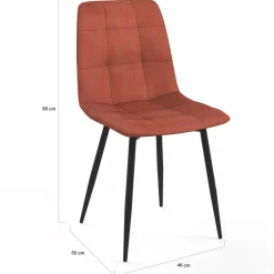 IDMarket Lot de 4 chaises en velours terracotta pour salle à manger* Chaises|Collection Moderne