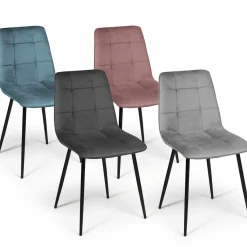 IDMarket Lot de 4 chaises en velours plusieurs couleurs* Collection Vintage|Collection Moderne