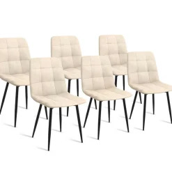 IDMarket Lot de 6 chaises en velours beige* Collection Vintage|Collection Moderne