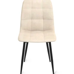 IDMarket Lot de 6 chaises en velours beige* Collection Vintage|Collection Moderne