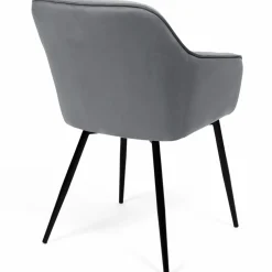 IDMarket Lot de 2 chaises en velours gris avec accoudoirs* Collection Vintage|Collection Moderne