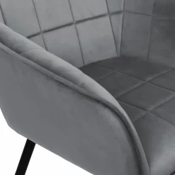 IDMarket Lot de 2 chaises en velours gris avec accoudoirs* Collection Vintage|Collection Moderne