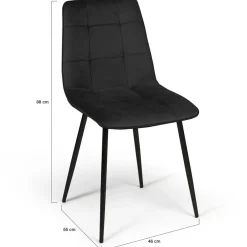 IDMarket Lot de 4 chaises en velours noir pour salle à manger* Collection Vintage|Chaises