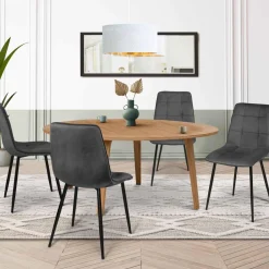 IDMarket Lot de 4 chaises en velours gris foncé* Collection Vintage|Collection Moderne