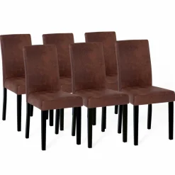 IDMarket Lot de 6 chaises marron vintage* Collection Contemporaine|Collection Vintage