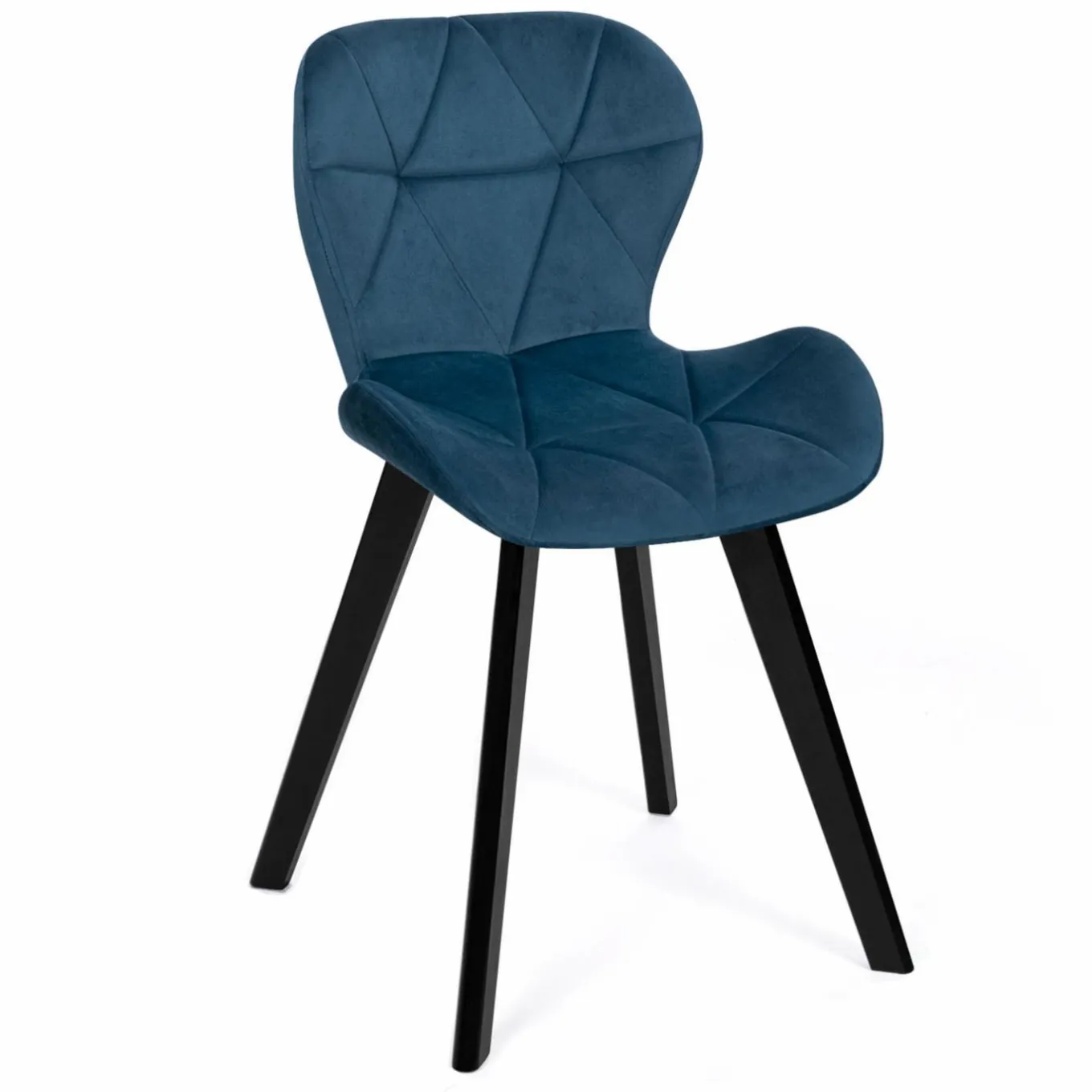 IDMarket Lot de 4 chaises matelassées velours bleu* Collection Moderne|Salle À Manger Complète
