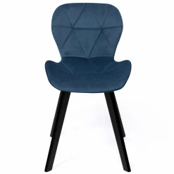 IDMarket Lot de 4 chaises matelassées velours bleu* Collection Moderne|Salle À Manger Complète