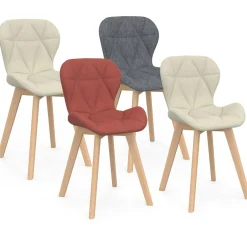 IDMarket Lot de 4 chaises matelassées gris, terracotta et beige x2* Collection Moderne|Collection Scandinave