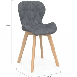 IDMarket Lot de 4 chaises matelassées gris, terracotta et beige x2* Collection Moderne|Collection Scandinave