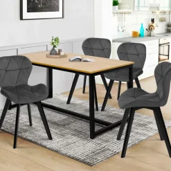 IDMarket Lot de 4 chaises matelassées velours gris foncé* Collection Moderne|Salle À Manger Complète