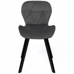 IDMarket Lot de 4 chaises matelassées velours gris foncé* Collection Moderne|Salle À Manger Complète