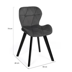 IDMarket Lot de 4 chaises matelassées velours gris foncé* Collection Moderne|Salle À Manger Complète