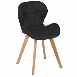 IDMarket Lot de 4 chaises matelassées noires* Collection Moderne|Collection Scandinave