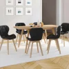 IDMarket Lot de 6 chaises modernes en PU noir pieds en bois pour salle à manger* Collection Scandinave|Chaises