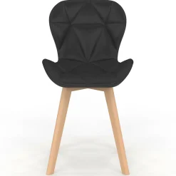 IDMarket Lot de 6 chaises modernes en PU noir pieds en bois pour salle à manger* Collection Scandinave|Chaises