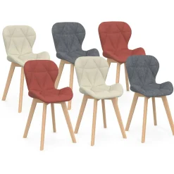 IDMarket Lot de 6 chaises modernes avec assises matelassées en gris, terracotta et beige* Collection Scandinave|Chaises