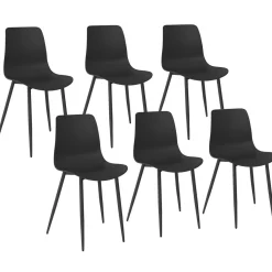 IDMarket Lot de 6 chaises noires avec pieds en métal* Chaises|Collection Moderne