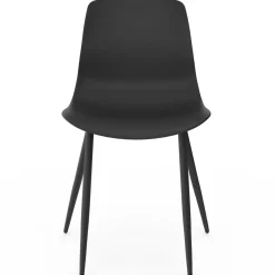 IDMarket Lot de 6 chaises noires avec pieds en métal* Chaises|Collection Moderne