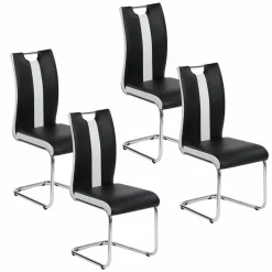 IDMarket Lot de 4 chaises noires et blanches design* Collection Contemporaine|Salle À Manger Complète